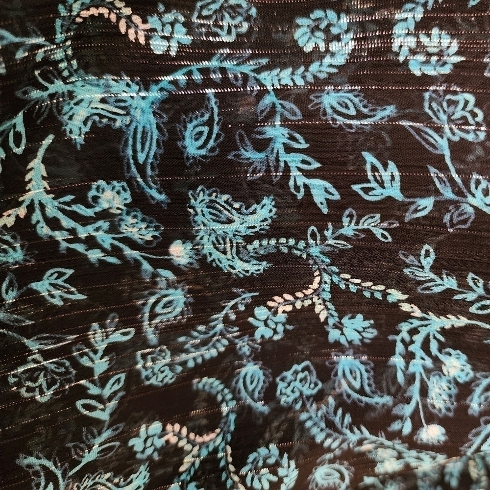 Misa Los Angeles Talia Dress Black Teal Floral Women's Medium M Flutter Sleeves - Picture 11 of 15